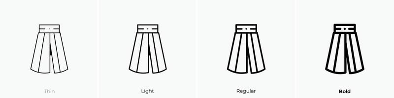 hakama icon. Thin, Light, Regular And Bold style design isolated on white background vector