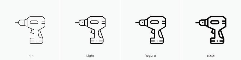 hammer drill icon. Thin, Light, Regular And Bold style design isolated on white background vector
