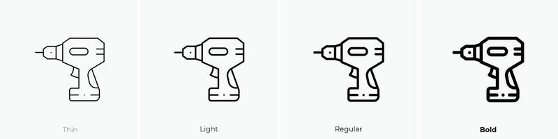 martillo perforar icono. delgado, luz, regular y negrita estilo diseño aislado en blanco antecedentes vector