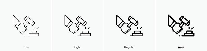 martillo icono. delgado, luz, regular y negrita estilo diseño aislado en blanco antecedentes vector