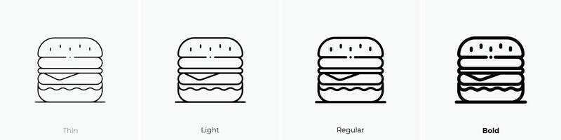 hamburguesa icono. delgado, luz, regular y negrita estilo diseño aislado en blanco antecedentes vector