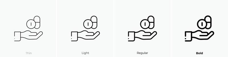 hand icon. Thin, Light, Regular And Bold style design isolated on white background vector