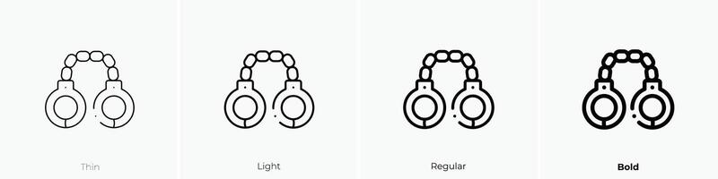 handcuffs icon. Thin, Light, Regular And Bold style design isolated on white background vector