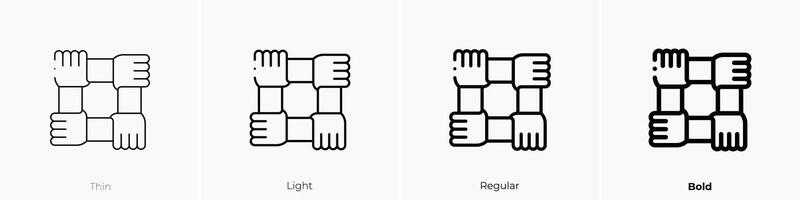 hands icon. Thin, Light, Regular And Bold style design isolated on white background vector