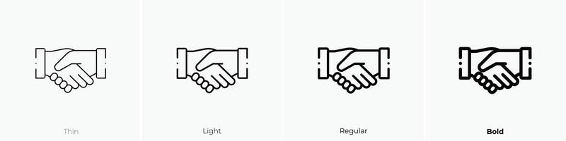 handshake icon. Thin, Light, Regular And Bold style design isolated on white background vector