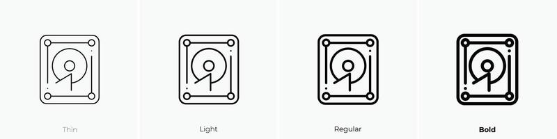 harddisk icon. Thin, Light, Regular And Bold style design isolated on white background vector