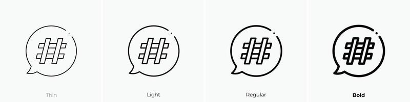 hashtag icon. Thin, Light, Regular And Bold style design isolated on white background vector