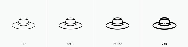 sombrero icono. delgado, luz, regular y negrita estilo diseño aislado en blanco antecedentes vector
