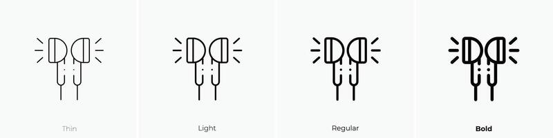 auriculares icono. delgado, luz, regular y negrita estilo diseño aislado en blanco antecedentes vector