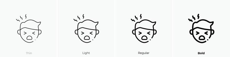 headache icon. Thin, Light, Regular And Bold style design isolated on white background vector