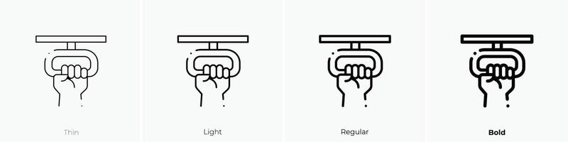 colgar icono. delgado, luz, regular y negrita estilo diseño aislado en blanco antecedentes vector