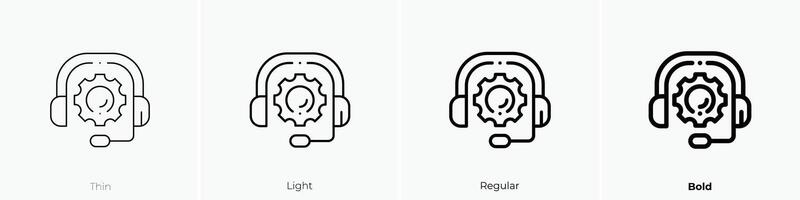 headset icon. Thin, Light, Regular And Bold style design isolated on white background vector