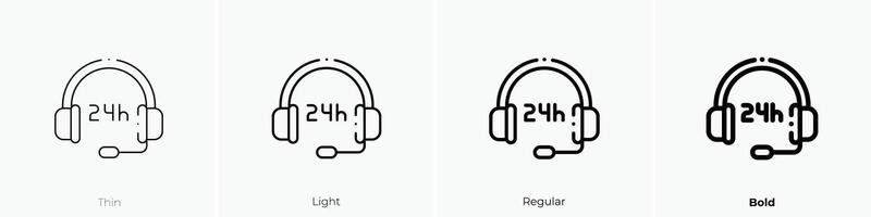 headset icon. Thin, Light, Regular And Bold style design isolated on white background vector