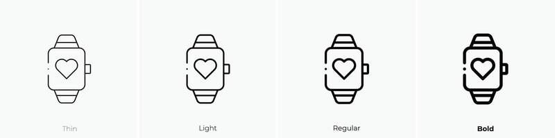 heart rate icon. Thin, Light, Regular And Bold style design isolated on white background vector