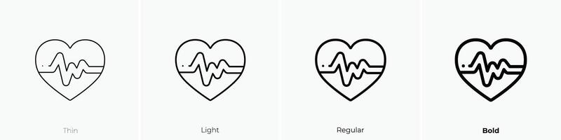 heart rate icon. Thin, Light, Regular And Bold style design isolated on white background vector