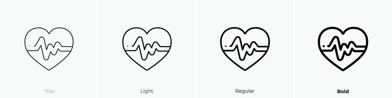 heart rate icon. Thin, Light, Regular And Bold style design isolated on white background vector