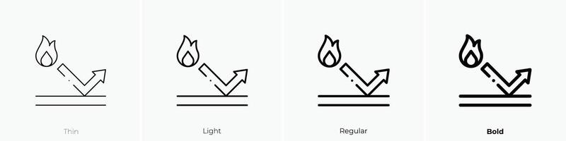 calor icono. delgado, luz, regular y negrita estilo diseño aislado en blanco antecedentes vector