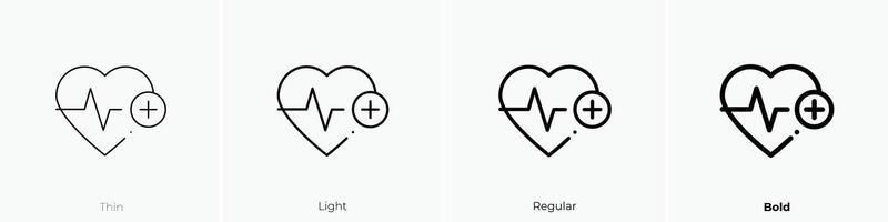 latido del corazón icono. delgado, luz, regular y negrita estilo diseño aislado en blanco antecedentes vector