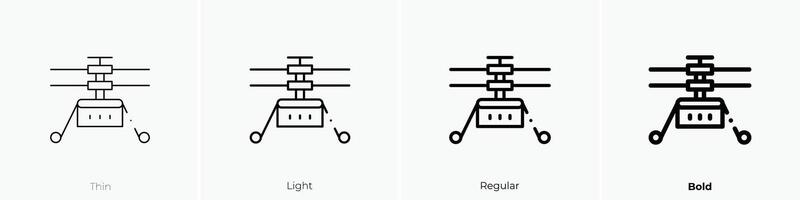 helicopter icon. Thin, Light, Regular And Bold style design isolated on white background vector