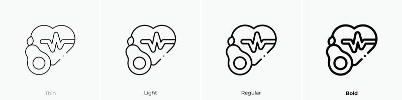 heart icon. Thin, Light, Regular And Bold style design isolated on white background vector