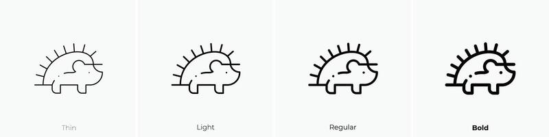 hedgehog icon. Thin, Light, Regular And Bold style design isolated on white background vector