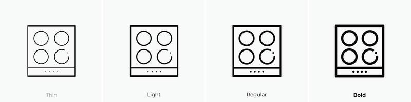 quemador icono. delgado, luz, regular y negrita estilo diseño aislado en blanco antecedentes vector