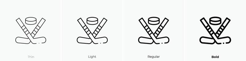 hockey icon. Thin, Light, Regular And Bold style design isolated on white background vector