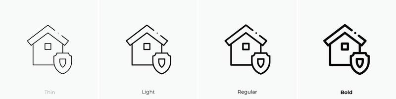 hogar seguridad icono. delgado, luz, regular y negrita estilo diseño aislado en blanco antecedentes vector