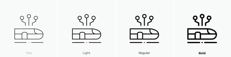 alto velocidad tren icono. delgado, luz, regular y negrita estilo diseño aislado en blanco antecedentes vector