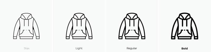 hoodie icon. Thin, Light, Regular And Bold style design isolated on white background vector