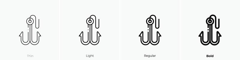 hook icon. Thin, Light, Regular And Bold style design isolated on white background vector