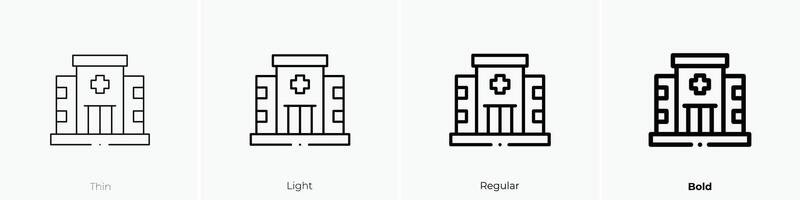 hospital icon. Thin, Light, Regular And Bold style design isolated on white background vector