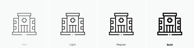 hospital icono. delgado, luz, regular y negrita estilo diseño aislado en blanco antecedentes vector