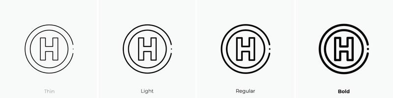 hospital sign icon. Thin, Light, Regular And Bold style design isolated on white background vector