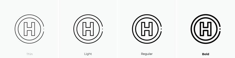 hospital firmar icono. delgado, luz, regular y negrita estilo diseño aislado en blanco antecedentes vector