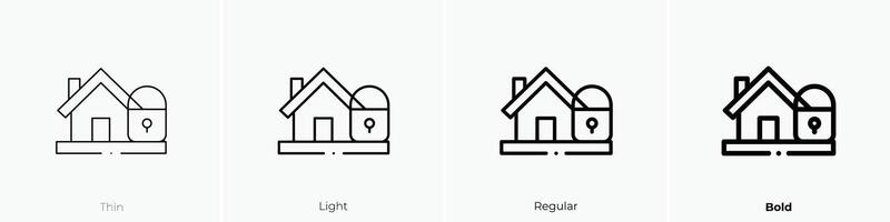 house lock icon. Thin, Light, Regular And Bold style design isolated on white background vector