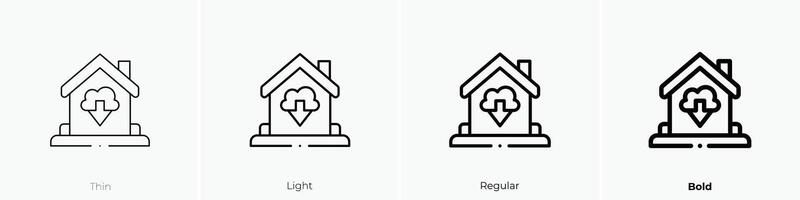 casa icono. delgado, luz, regular y negrita estilo diseño aislado en blanco antecedentes vector