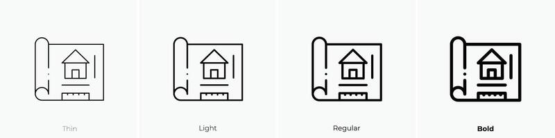 house sketch icon. Thin, Light, Regular And Bold style design isolated on white background vector