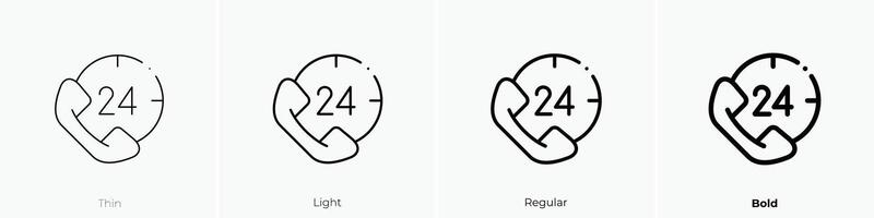 hours icon. Thin, Light, Regular And Bold style design isolated on white background vector