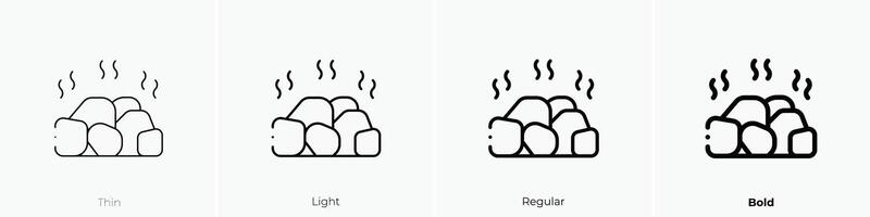 caliente piedras icono. delgado, luz, regular y negrita estilo diseño aislado en blanco antecedentes vector