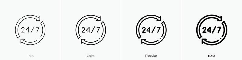 hours delivery icon. Thin, Light, Regular And Bold style design isolated on white background vector