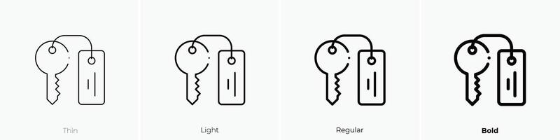 hotel key icon. Thin, Light, Regular And Bold style design isolated on white background vector