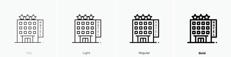 hotel icon. Thin, Light, Regular And Bold style design isolated on white background vector