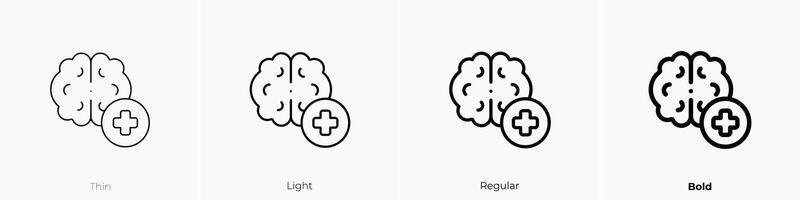 human brain icon. Thin, Light, Regular And Bold style design isolated on white background vector