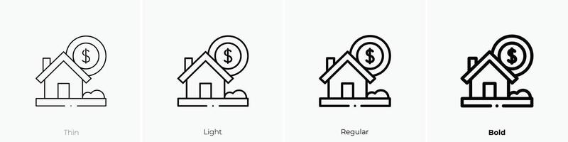 house icon. Thin, Light, Regular And Bold style design isolated on white background vector