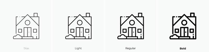 casa icono. delgado, luz, regular y negrita estilo diseño aislado en blanco antecedentes vector