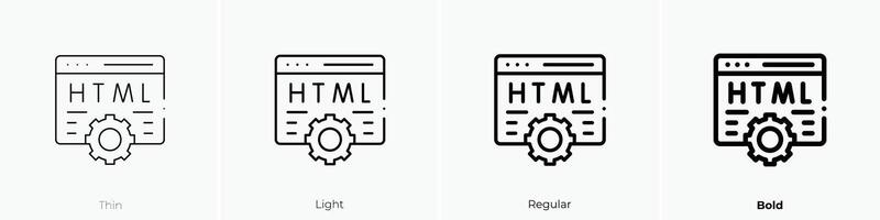 html icon. Thin, Light, Regular And Bold style design isolated on white background vector