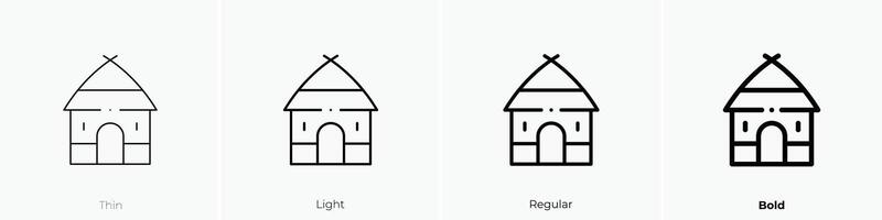 choza icono. delgado, luz, regular y negrita estilo diseño aislado en blanco antecedentes vector