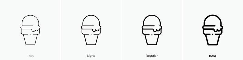 ice cream icon. Thin, Light, Regular And Bold style design isolated on white background vector