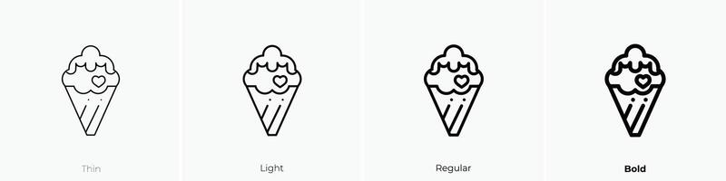 ice cream icon. Thin, Light, Regular And Bold style design isolated on white background vector